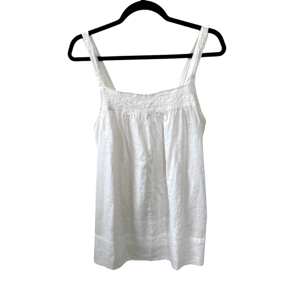 VINCE White Boho Cotton Sleeveless Blouse Tank Top L